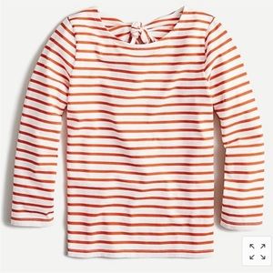 J. Crew Tie back top in striped mariner cloth ivory sunset maly stripe M EUC